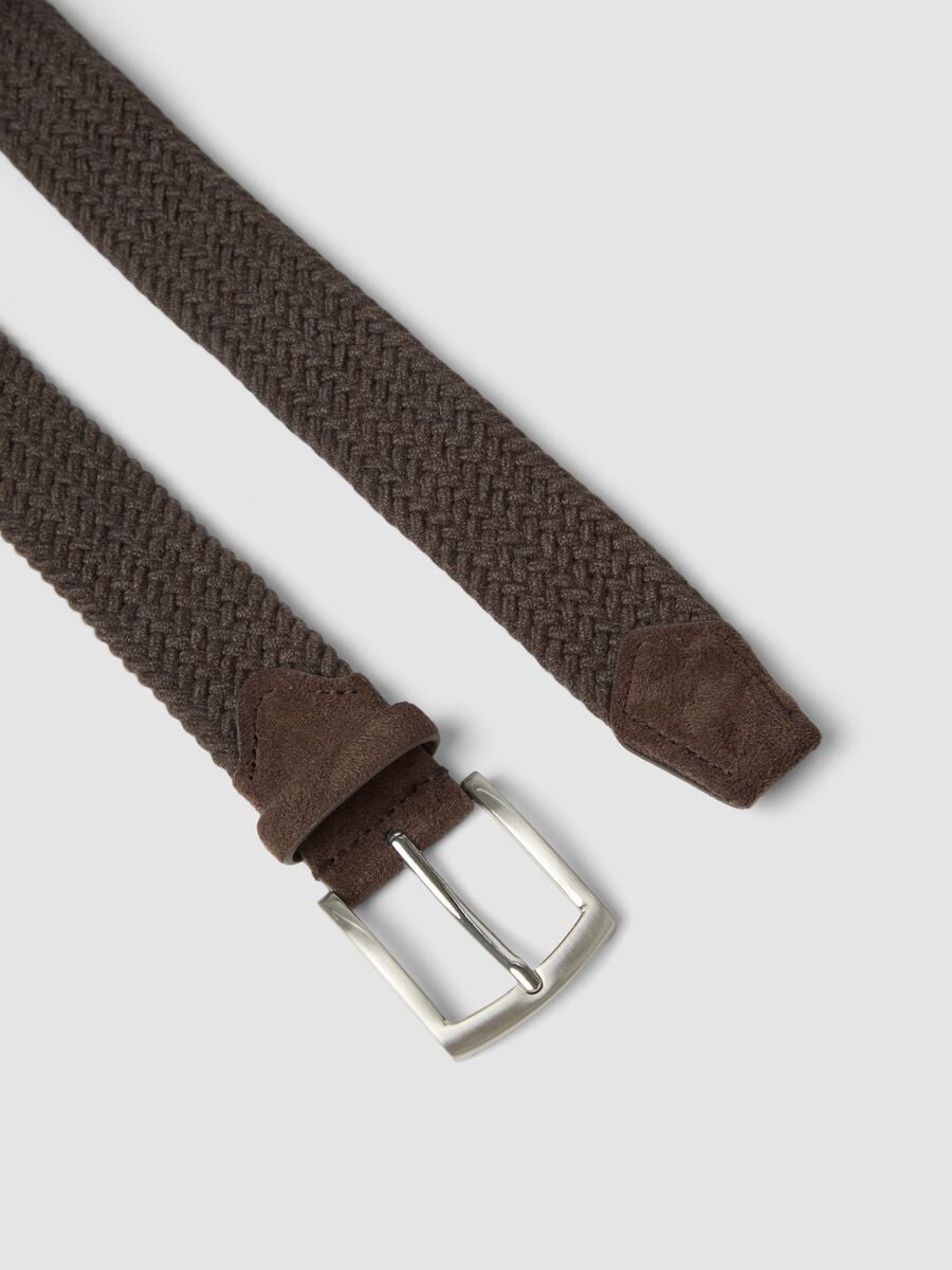Brown braided cotton-blend belt_1