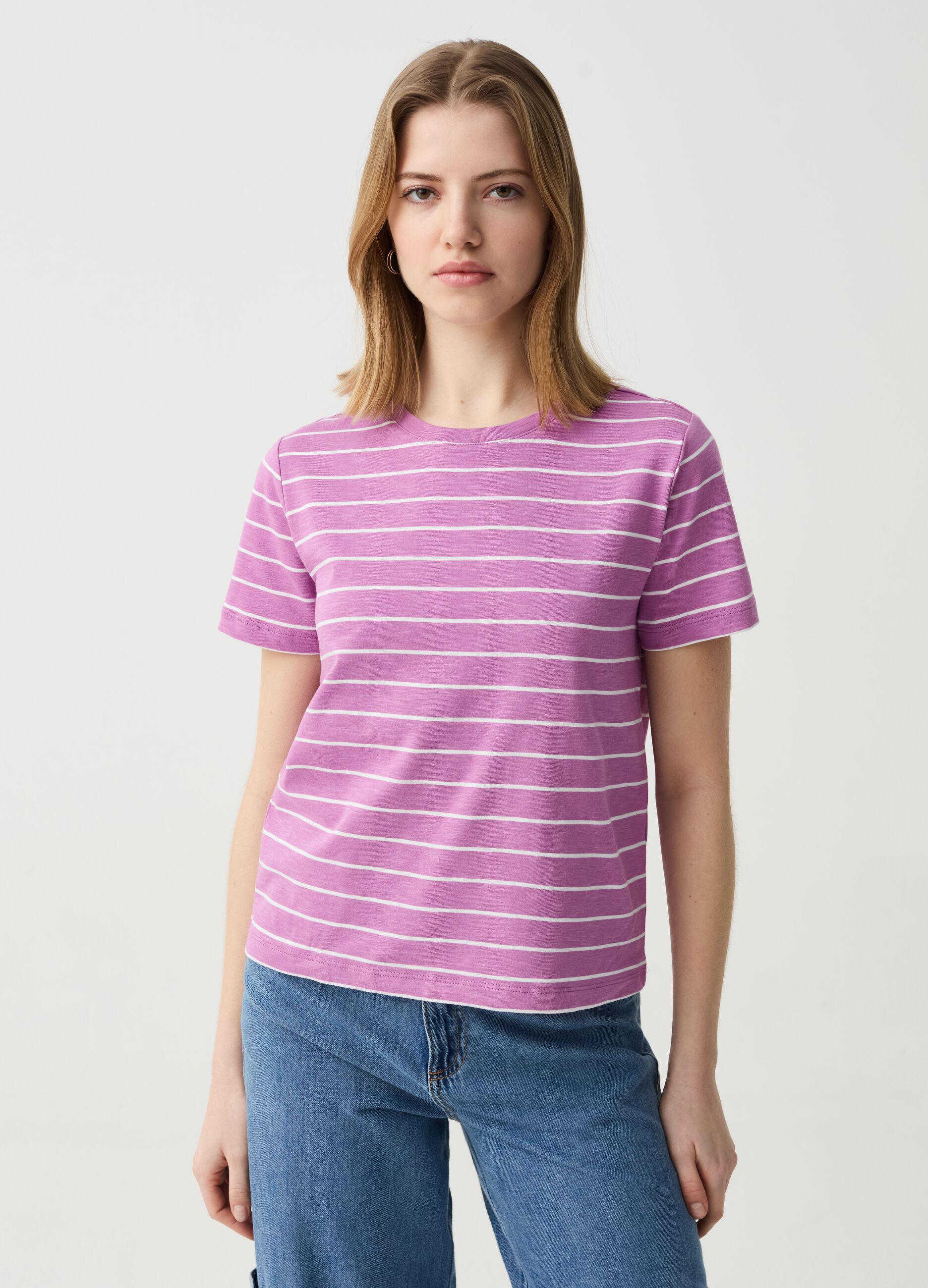 Camiseta Essential de algodón jaspeado de rayas