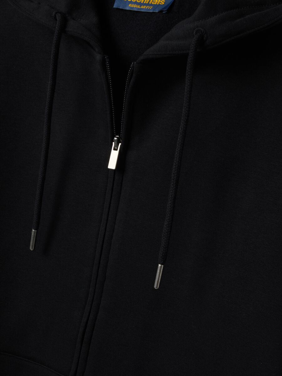 Blue cotton-blend hoodie with crew neck_1