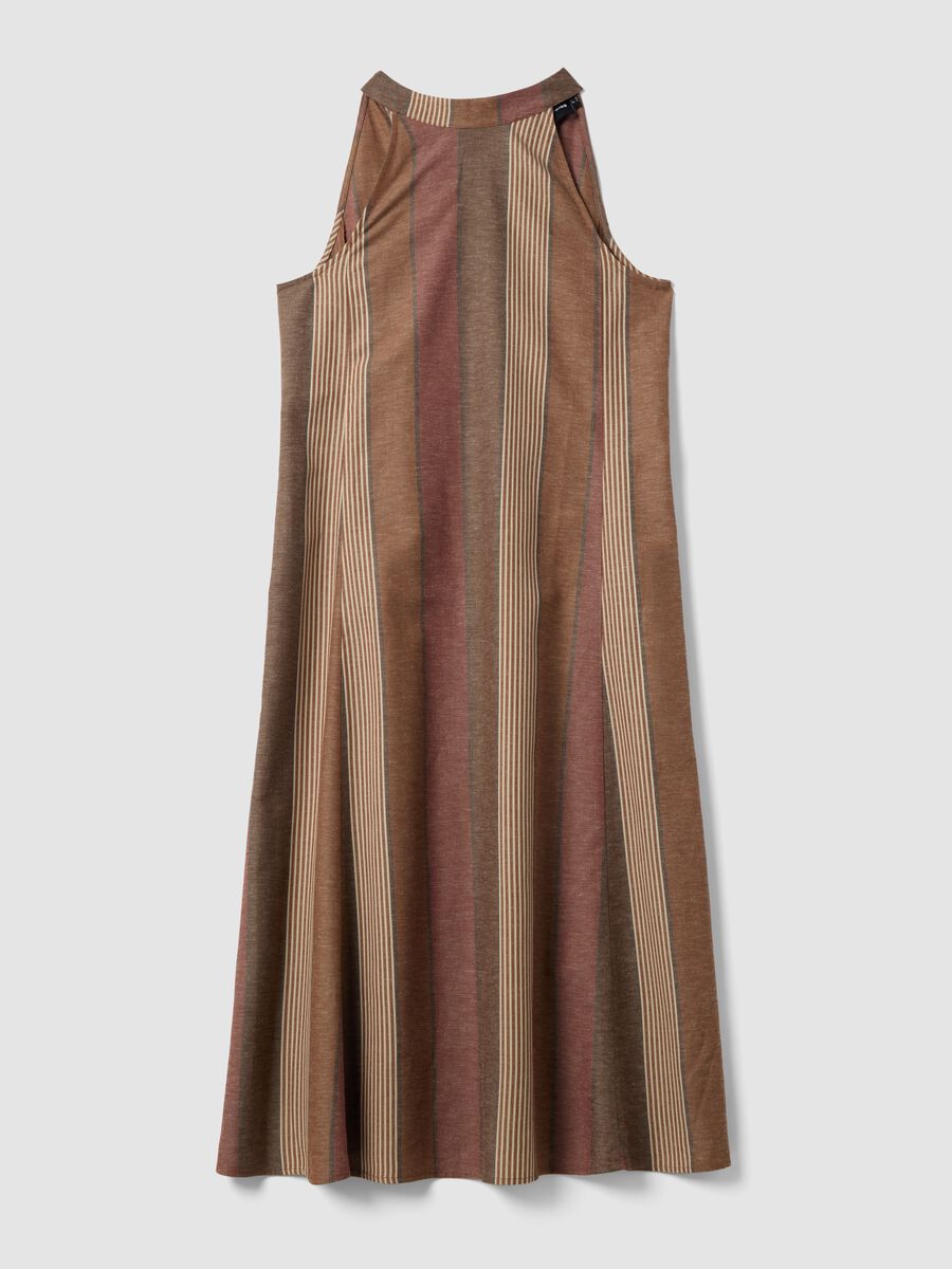 Multicoloured striped viscose and linen blend dress with relaxed fit_1