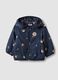 Giacca blu con cappuccio e zip con stampa orsetti per neonato_0