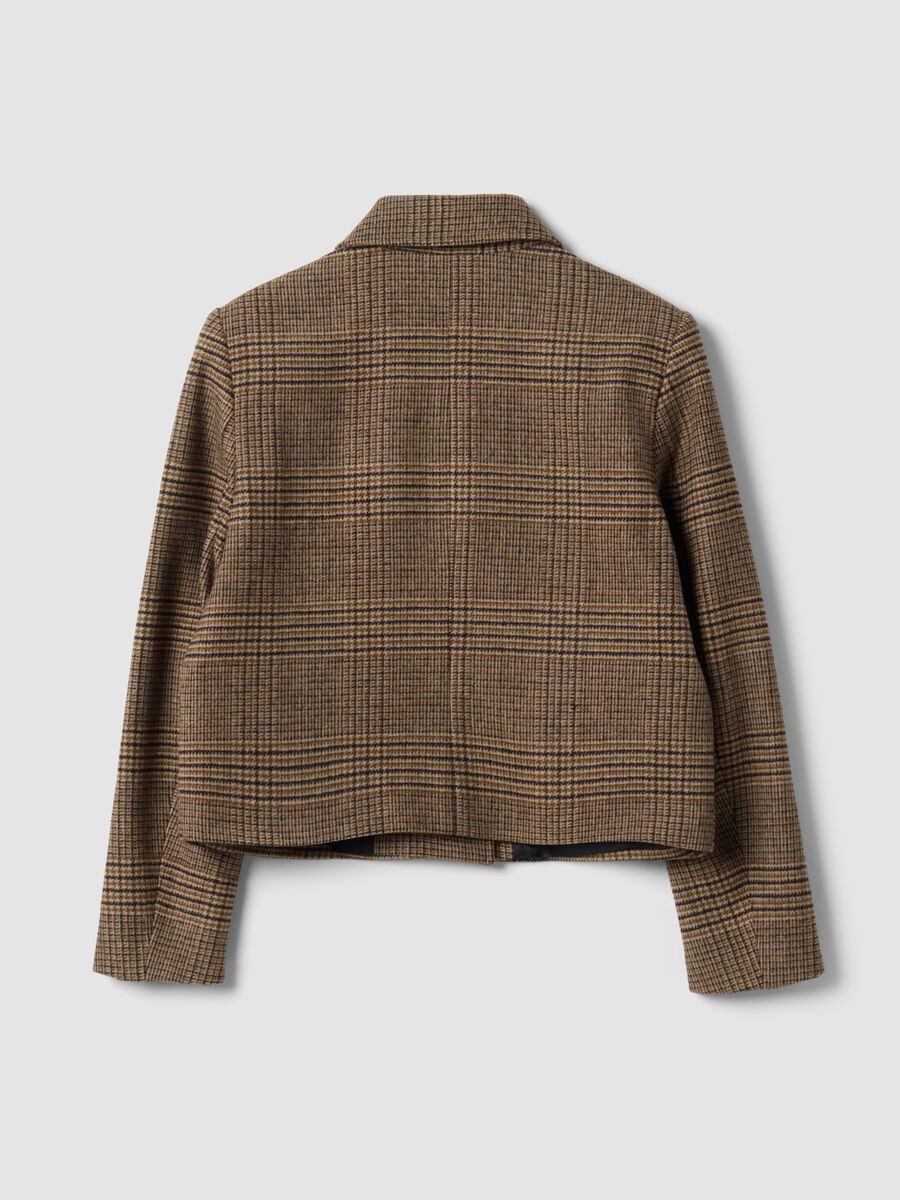 Brown checked wool-blend double-breasted shacket, oversized fit_2