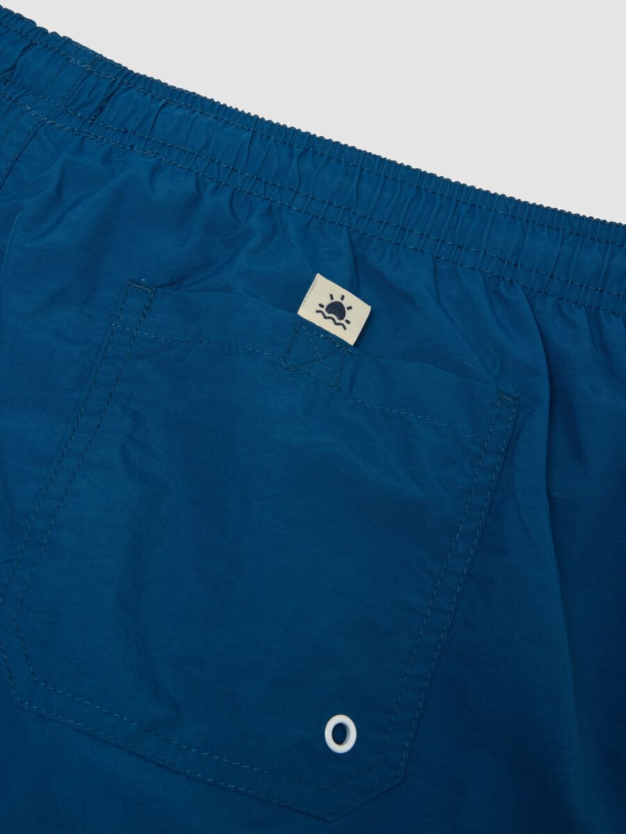 Blue regular-fit swim shorts with drawstring_5