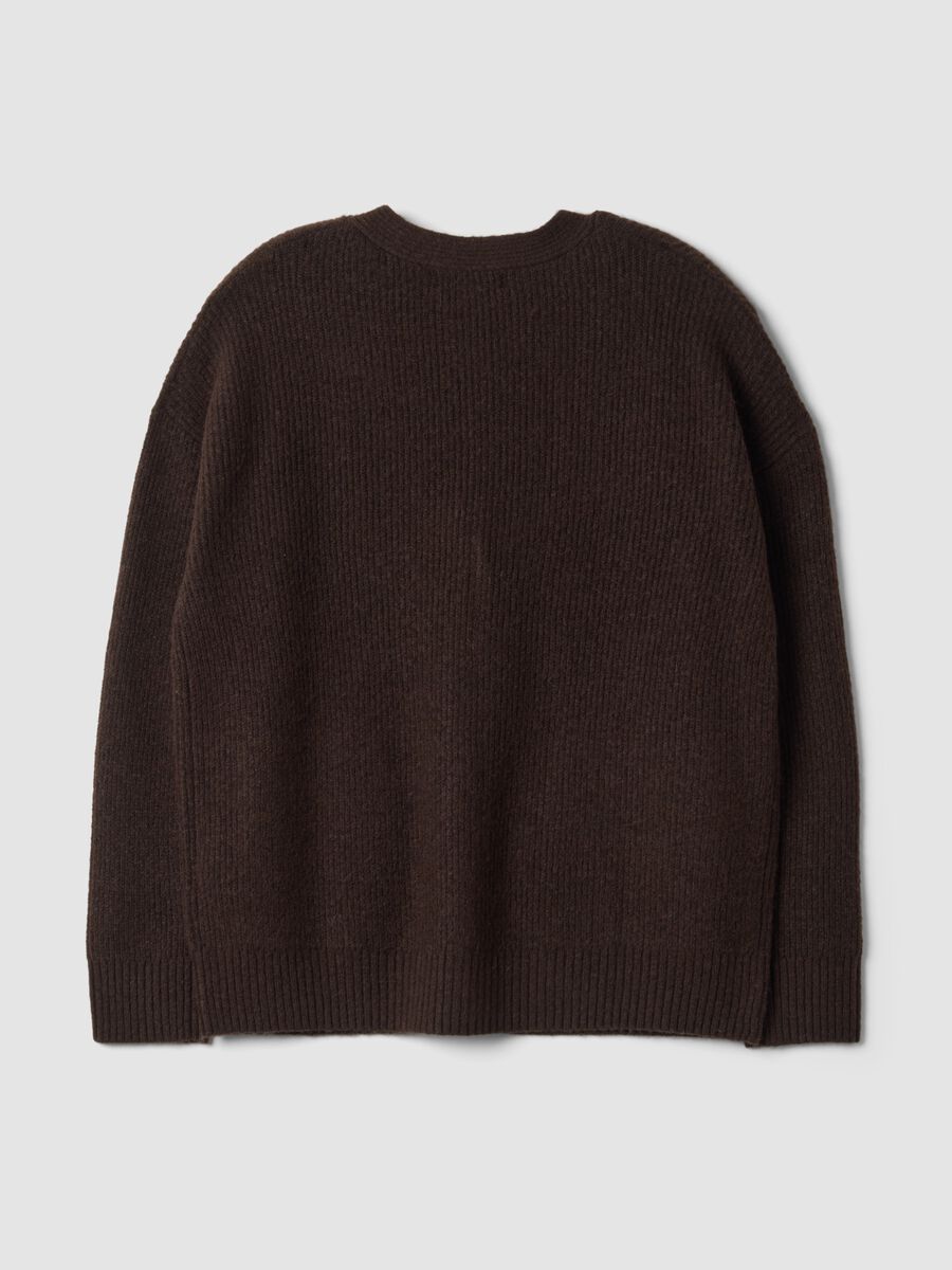 Brown stretch-fabric cardigan with deep V-neckline_6