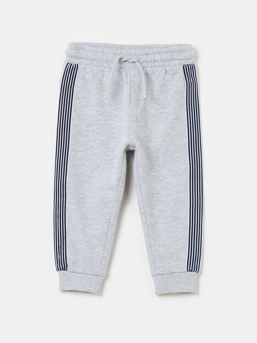 Fleece joggers with side bands_0