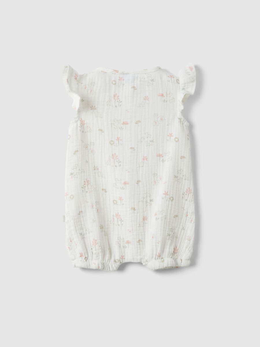 Pure white cotton baby girl's romper with ruffles_1