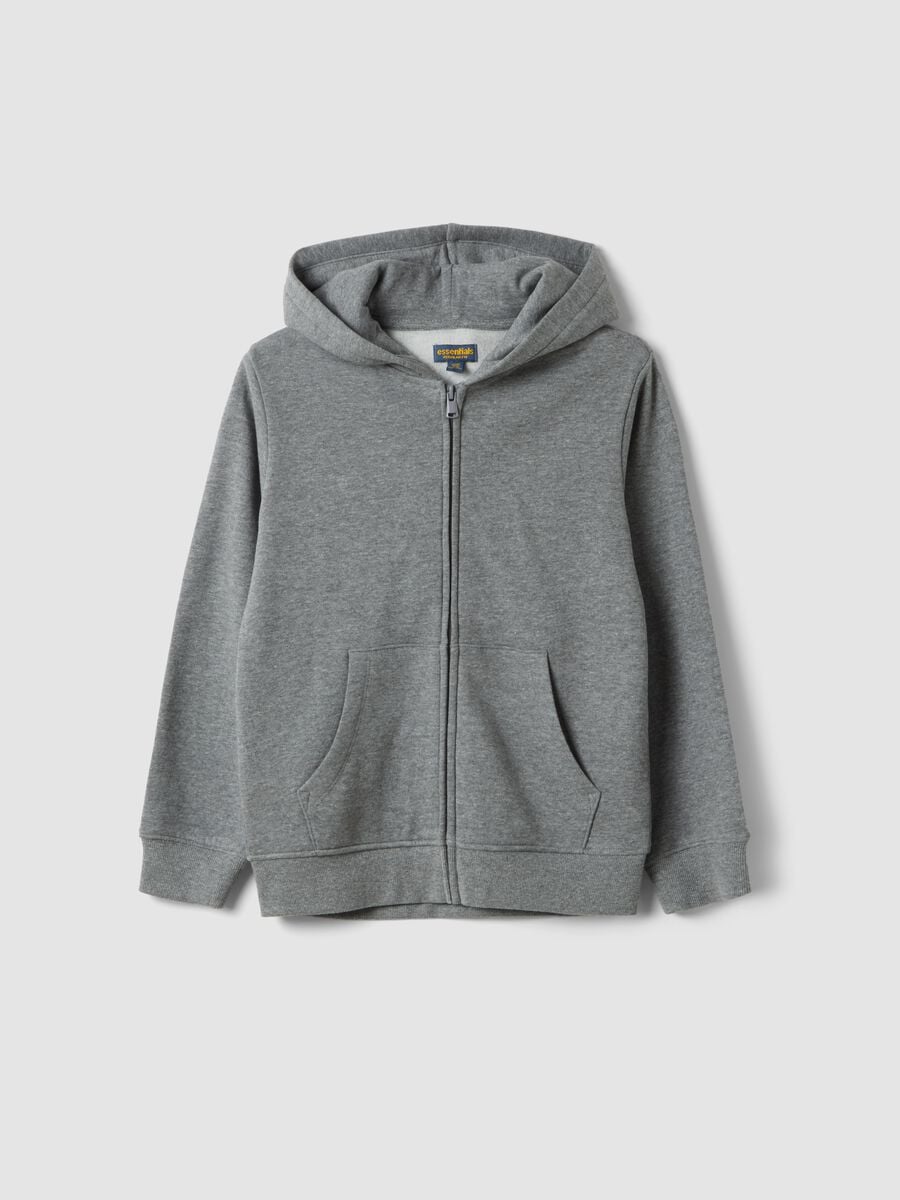 Grey marl sweatshirt in pure organic cotton with crew neck_0