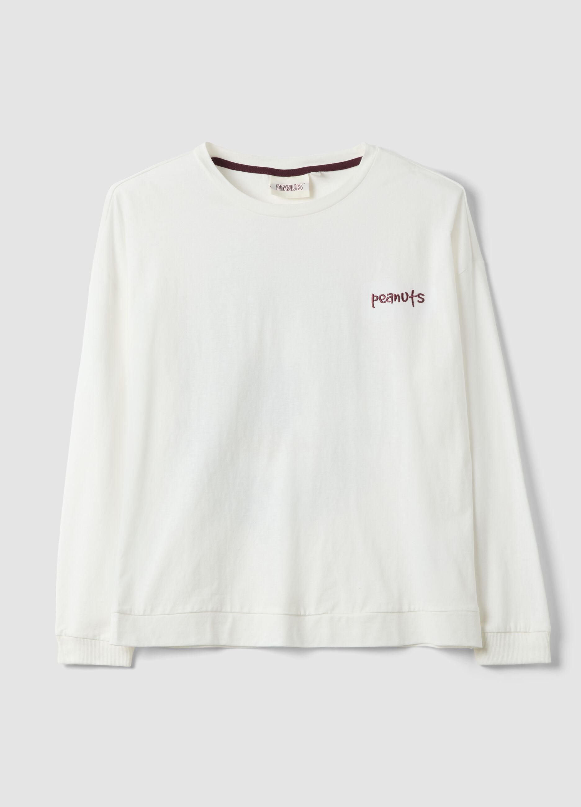 White pure cotton Peanuts print pyjama top