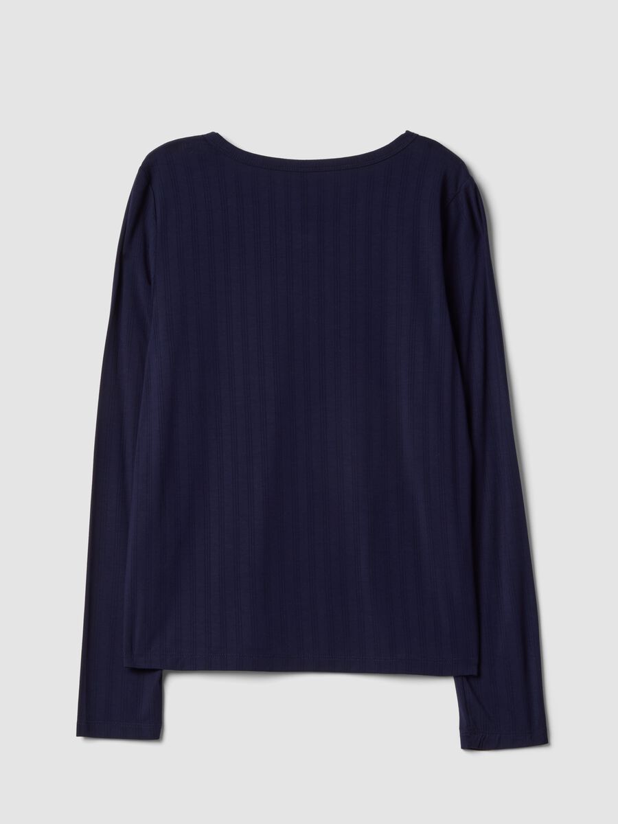 Blue ribbed stretch viscose pyjama top_6