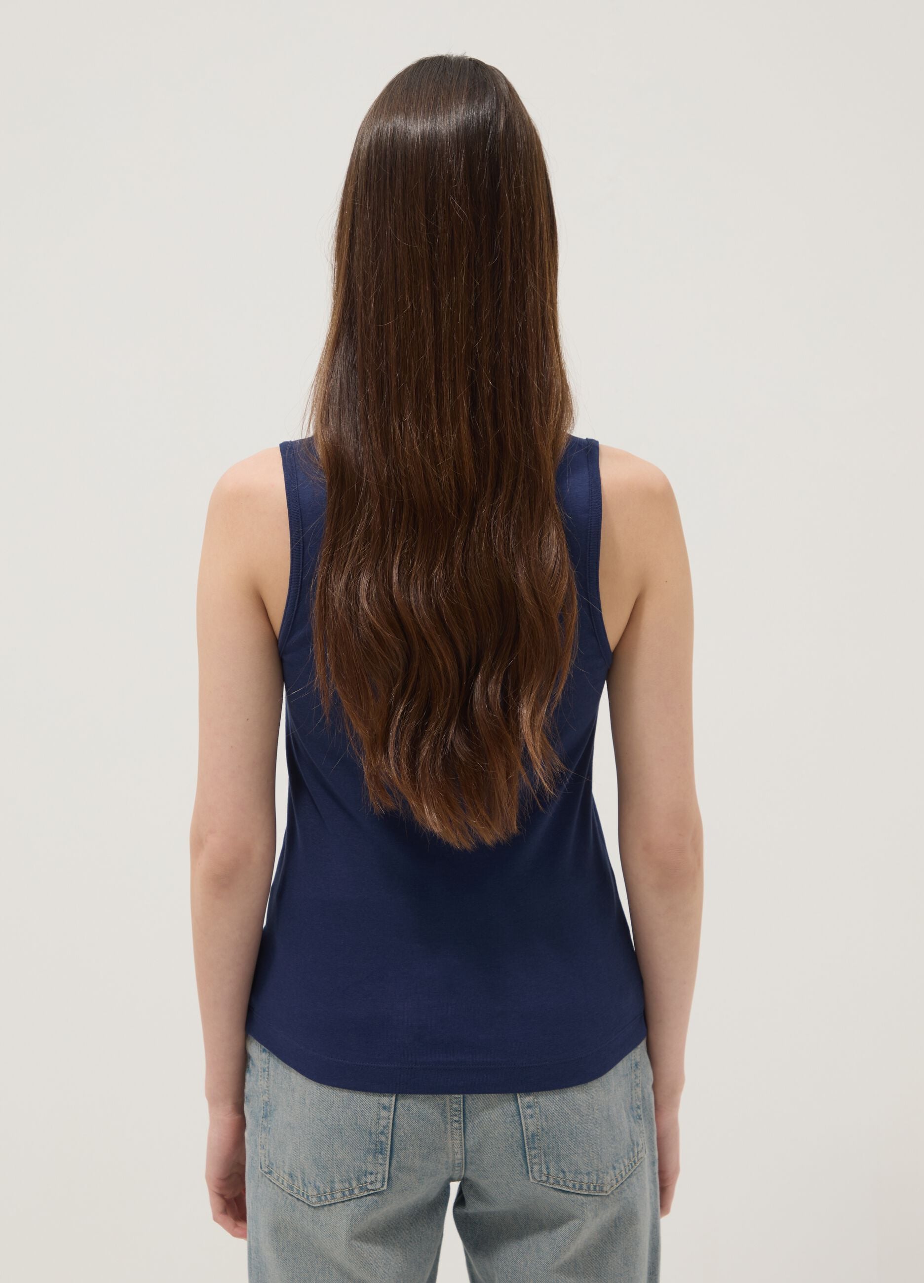 Blue pure cotton vest top