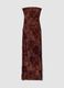 Abito fitted lungo rosso in tessuto elasticizzato a fiori_0