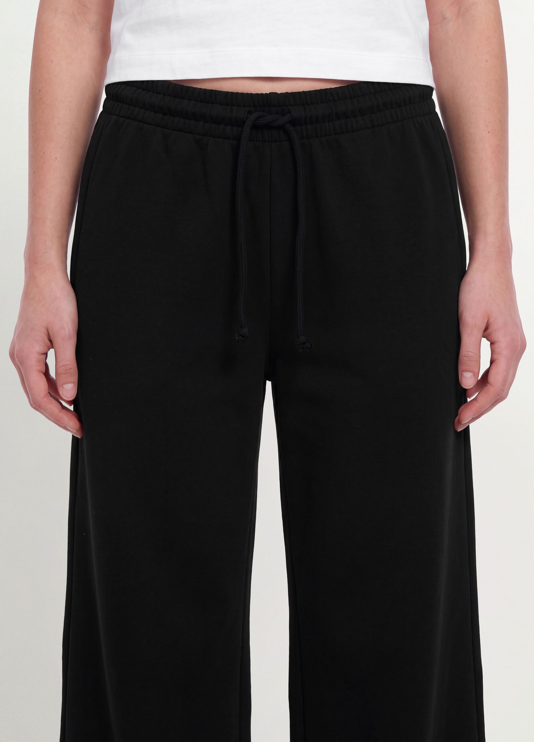 Black baggy-fit pure cotton jogger trousers