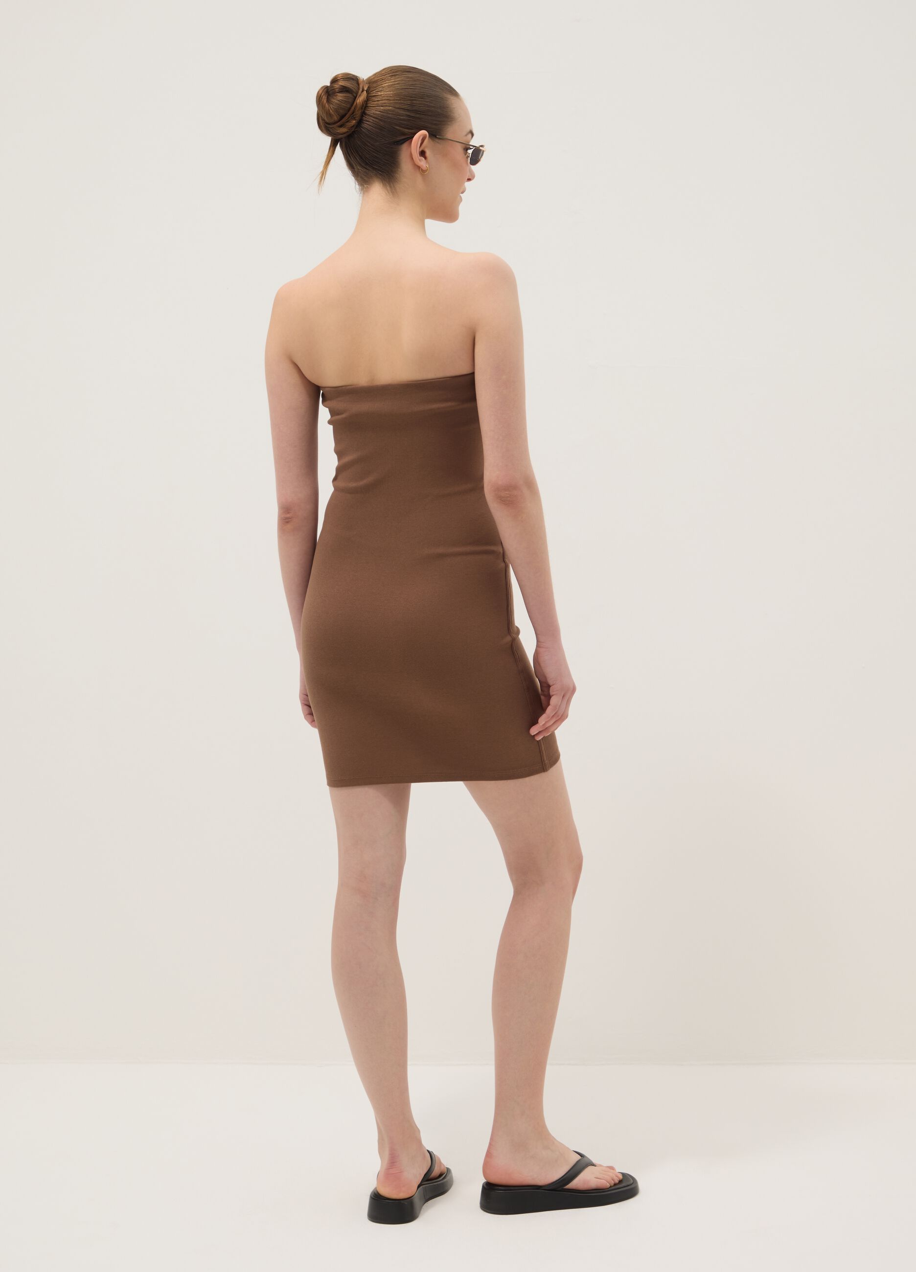 Braunes Midikleid aus Stretch-Baumwolle
