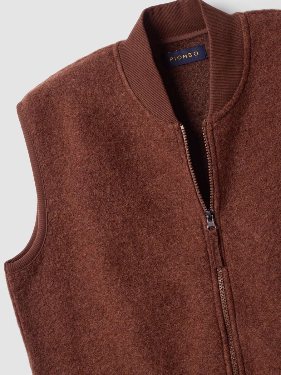 Brown wool-blend gilet with zip_1