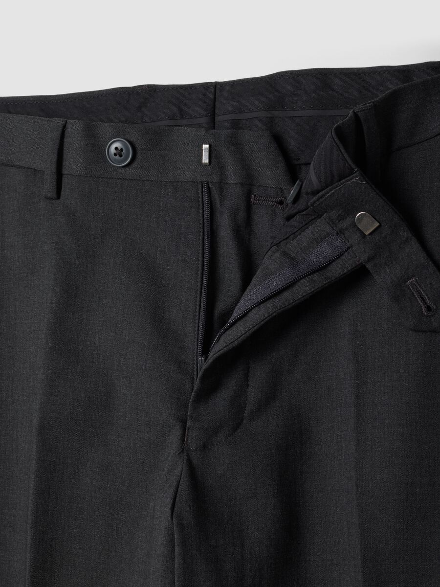 Blue slim-fit stretch viscose trousers_1