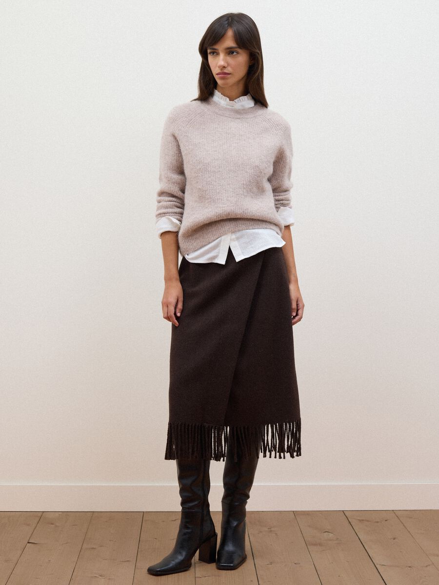 Beige alpaca and wool blend crew-neck jumper_2