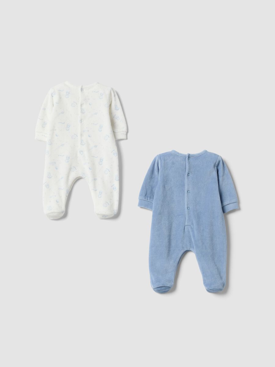 2-pack of blue and white cotton-blend sleepsuits for baby_1