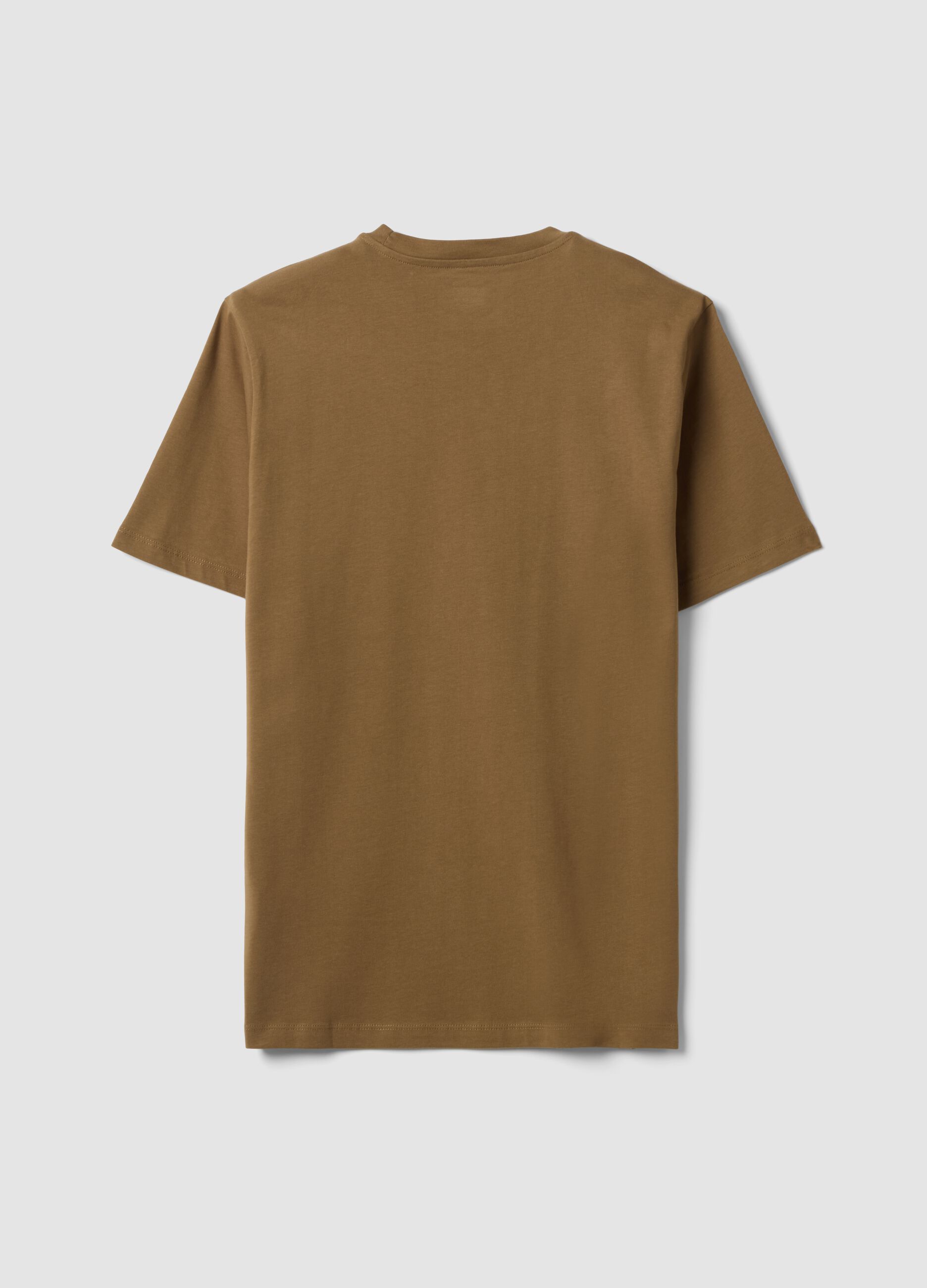 Brown pure organic cotton jersey T-shirt, regular fit
