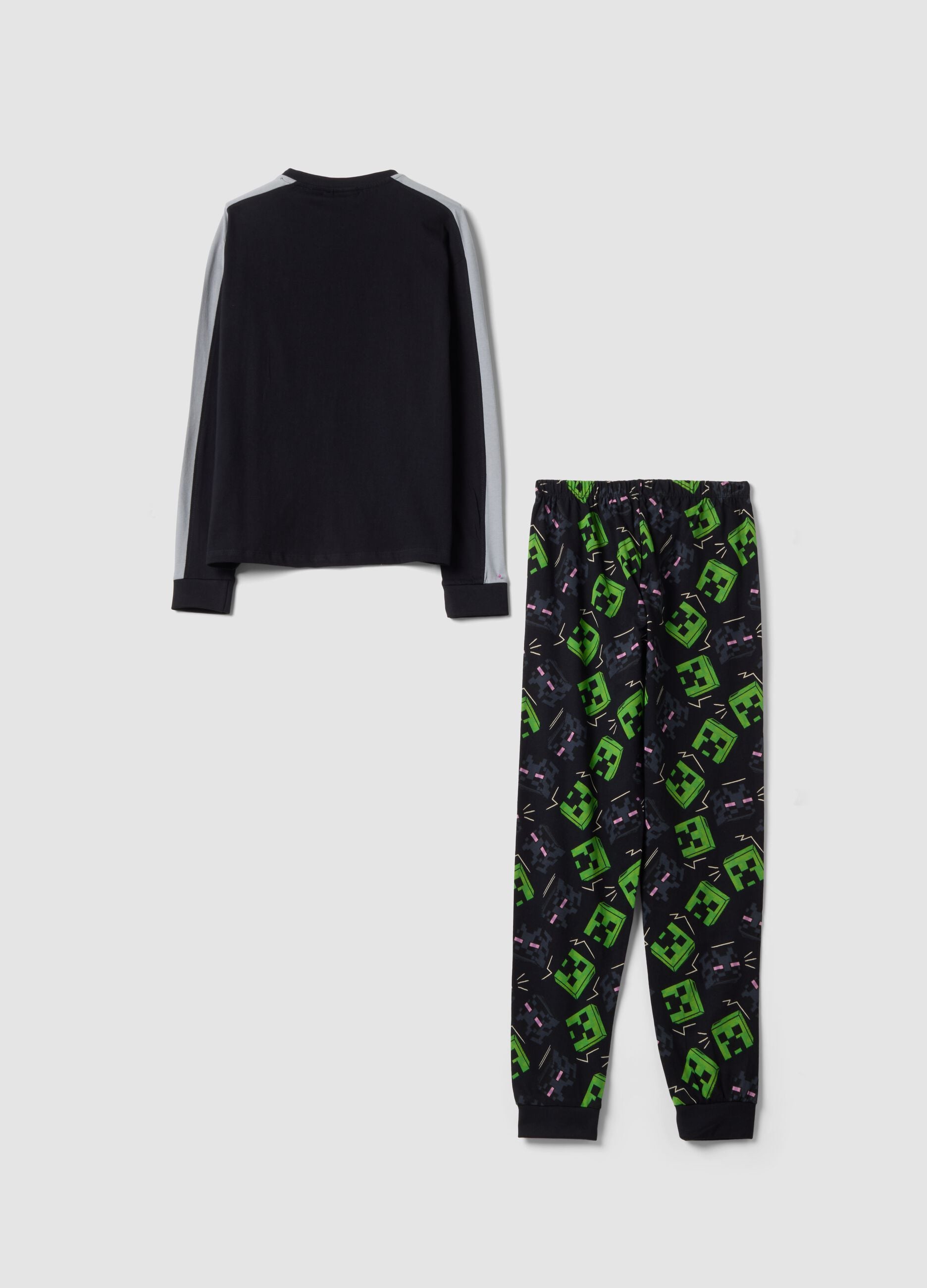 Schwarzer Minecraft-Pyjama aus reiner Bio-Baumwolle mit Print