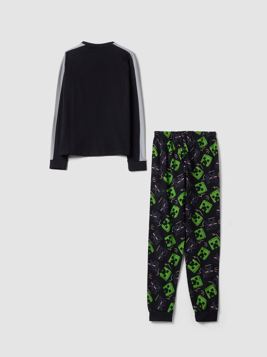 Schwarzer Minecraft-Pyjama aus reiner Bio-Baumwolle mit Print_1