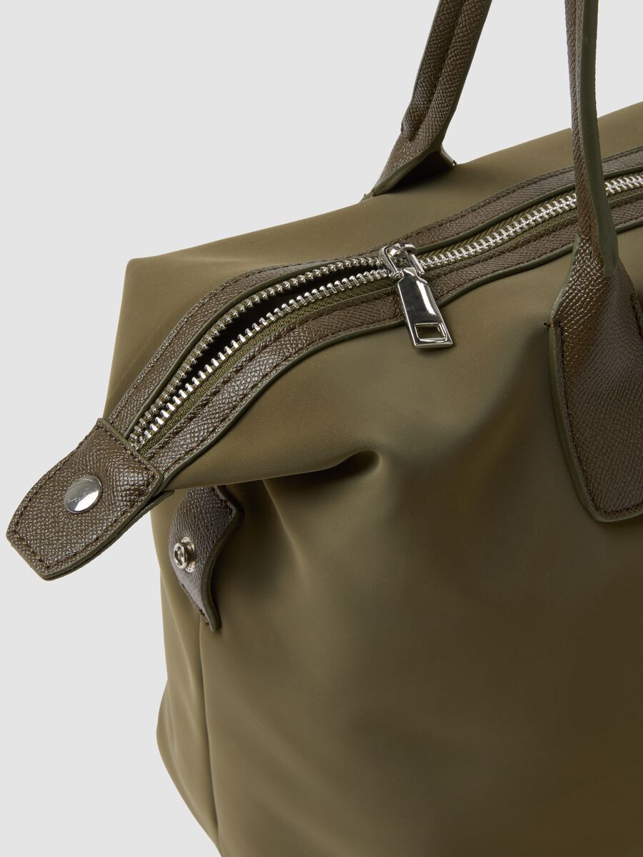Green handbag with double handles and zip fastening_2
