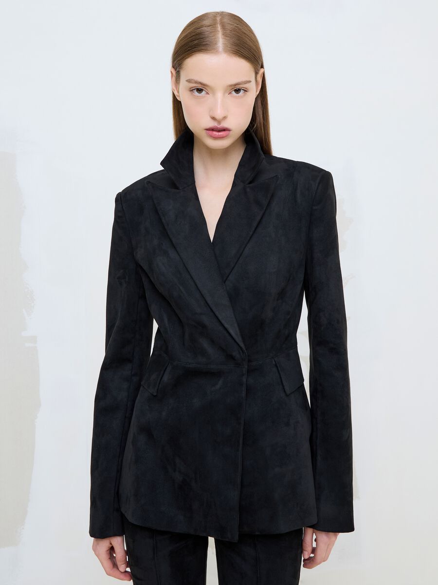 Blazer en su&eacute;dine noir_1