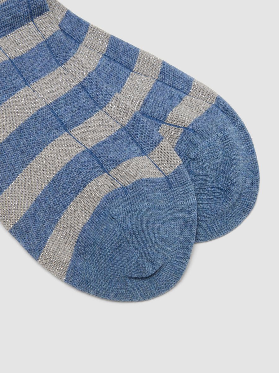 Multicolour Stripe Elasticated Cotton Blend Socks_1