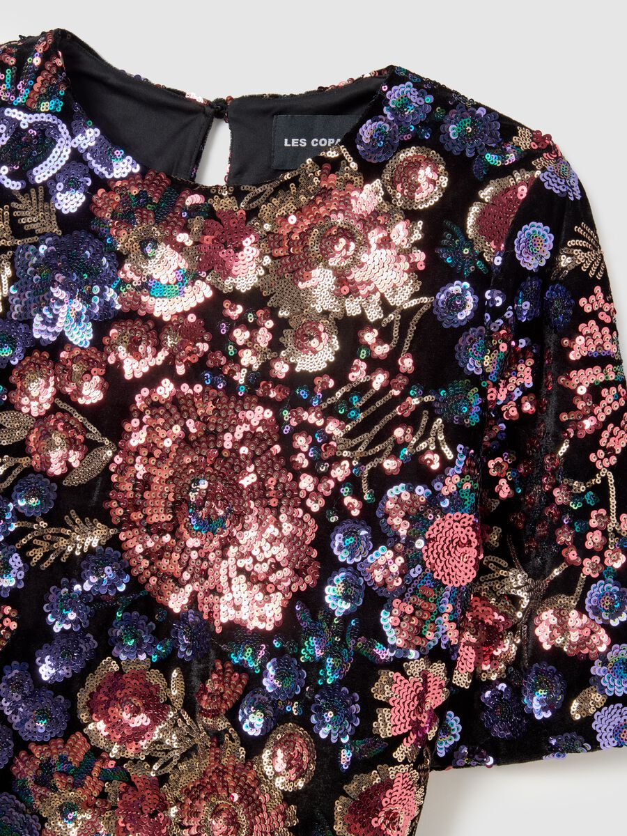 Multicoloured floral top regular fit with sequins_5