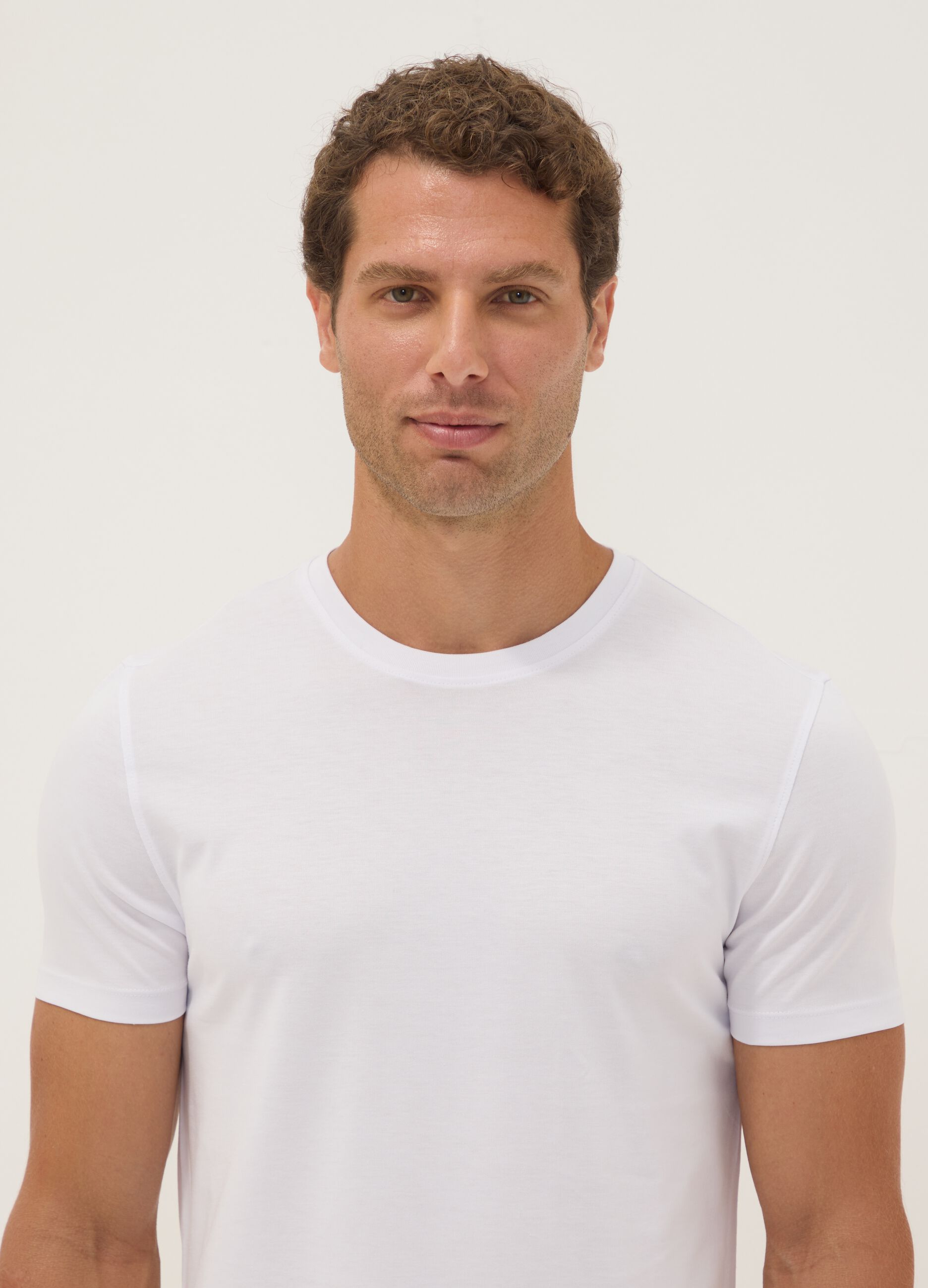 White Supima cotton crew-neck T-shirt, regular fit
