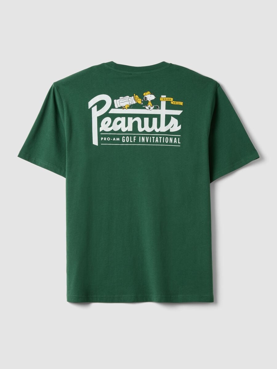 Green pure cotton Peanuts print T-shirt, relaxed fit_5