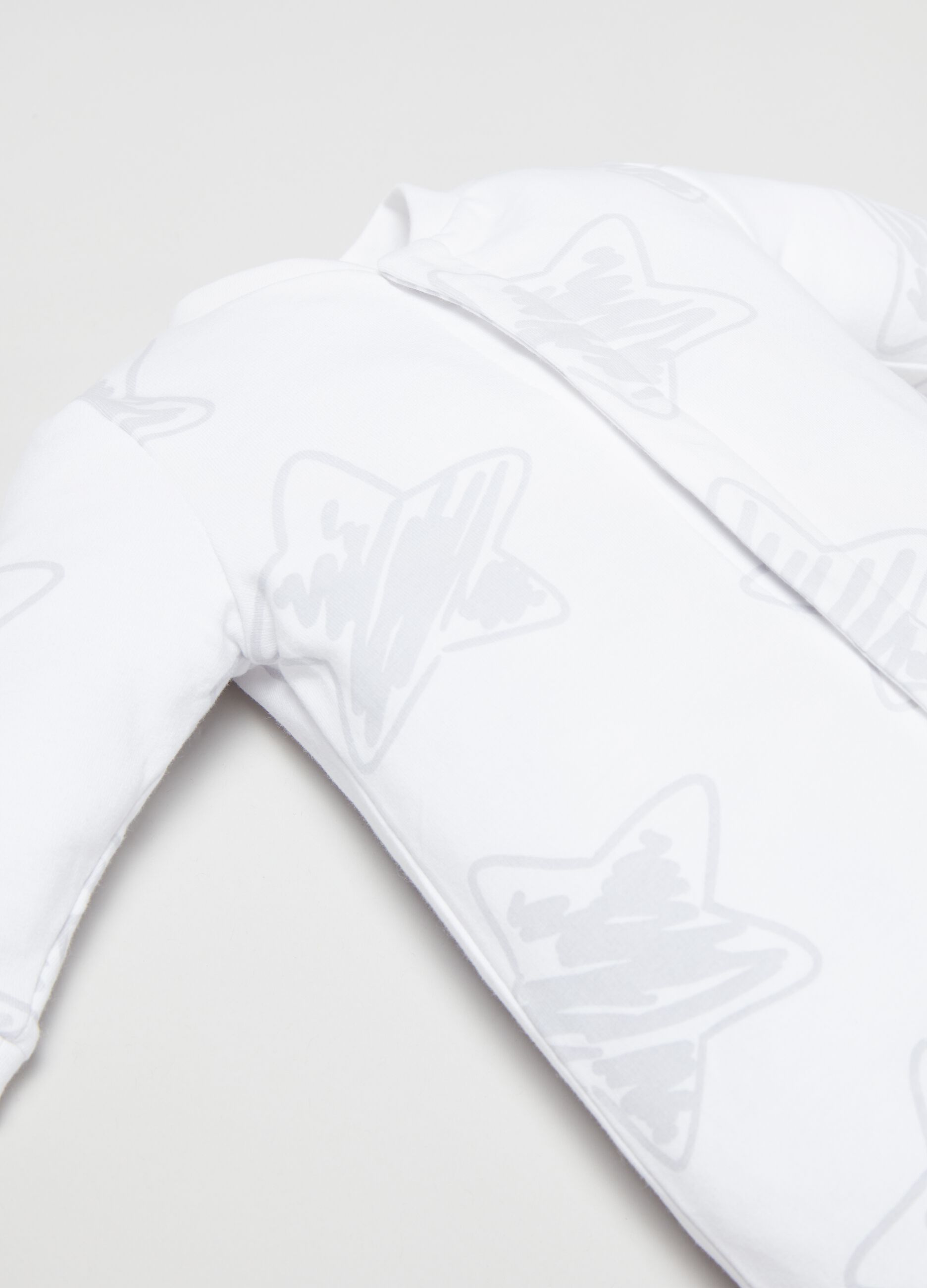 Stretch cotton onesie with feet and stars print