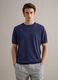 Short sleeve cotton, linen and silk blend blue regular fit T-shirt_0