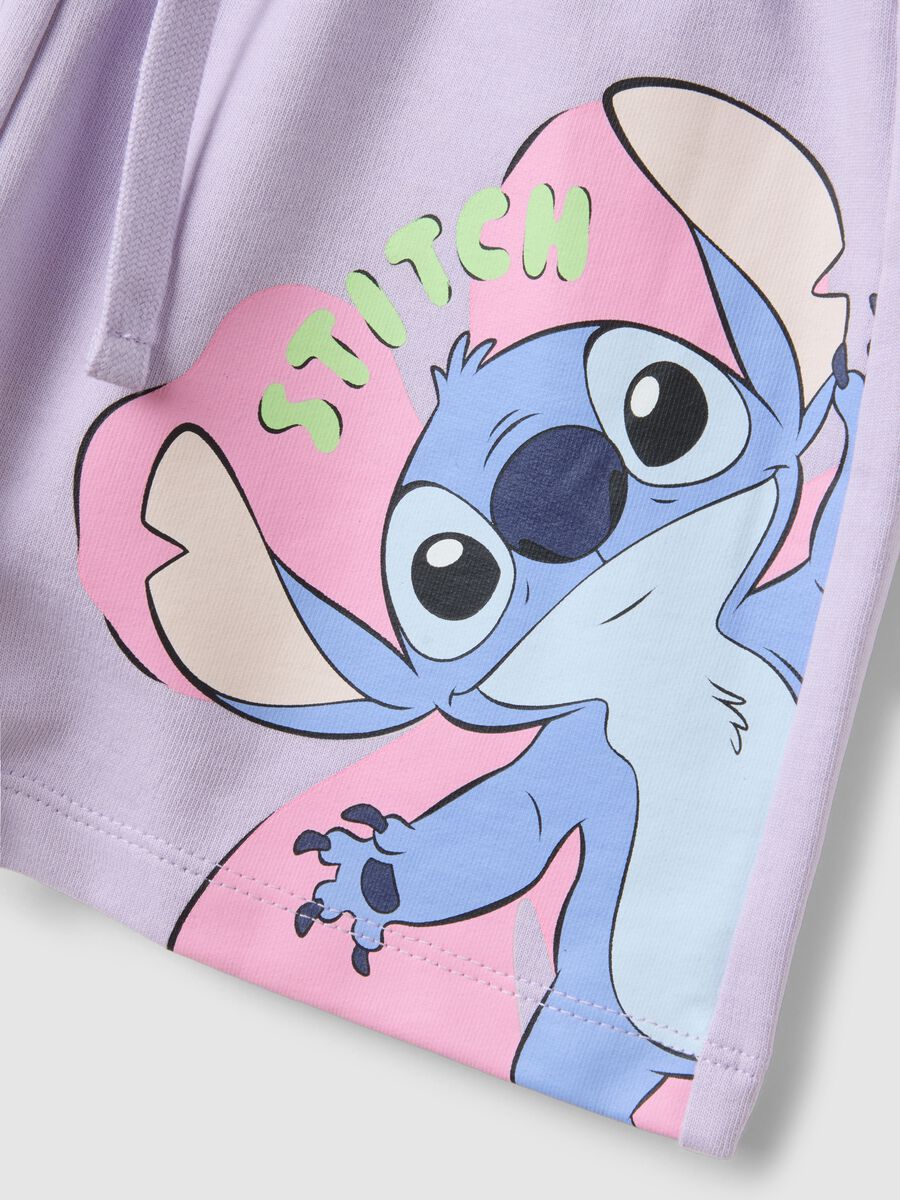 Girls' purple pure cotton shorts regular fit with Stitch_2