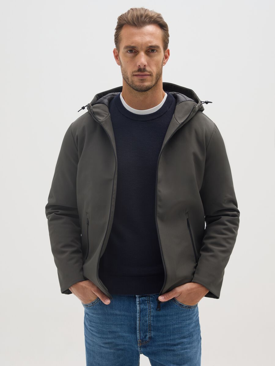 Regular fit green stretch fabric jacket_0