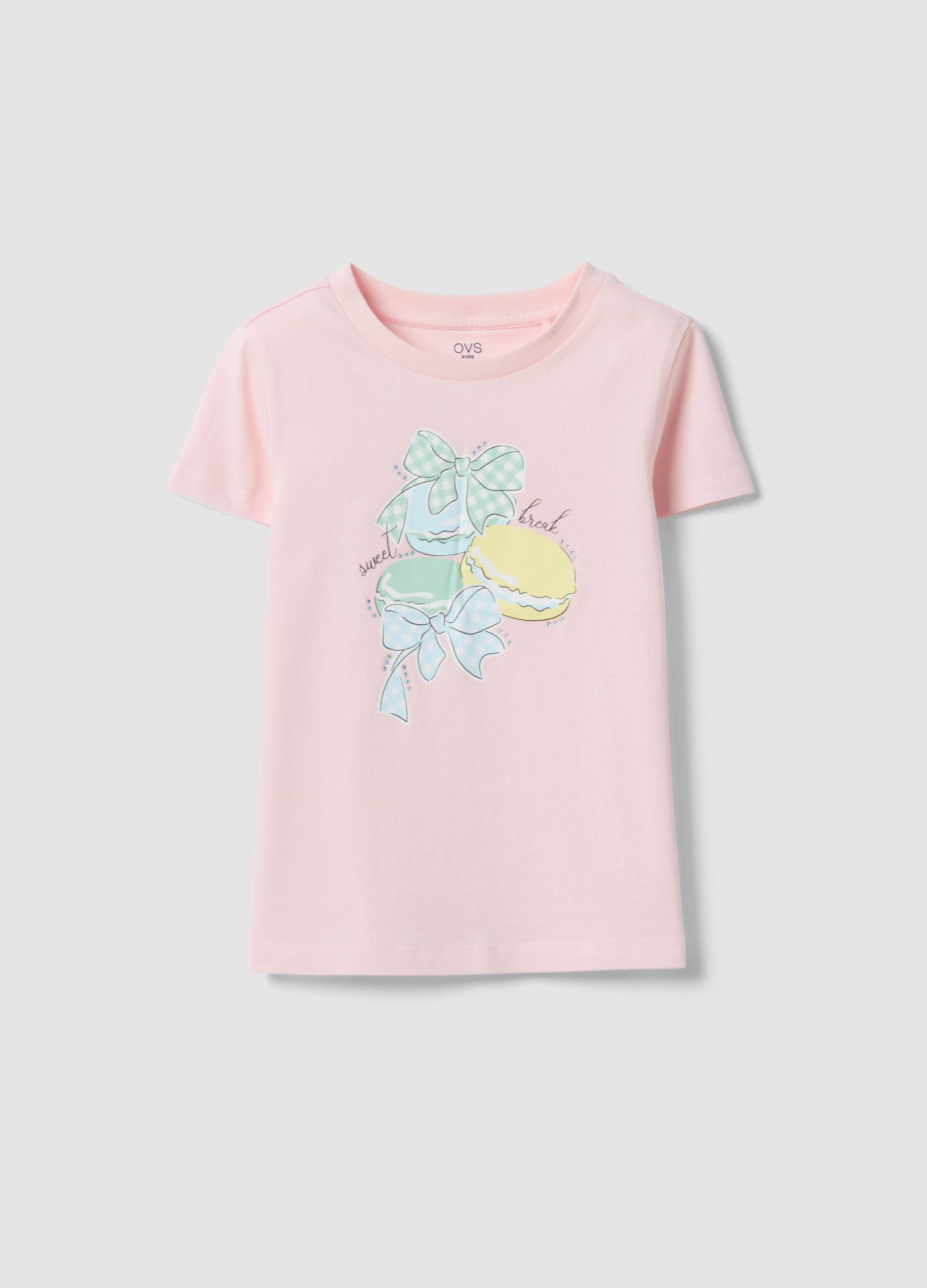 Pink pure cotton regular fit printed t-shirt for girls