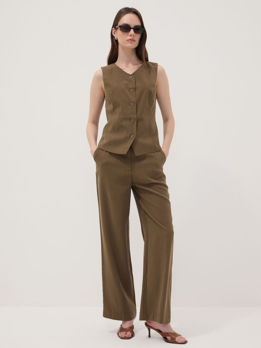 Gr&uuml;ne Slim-Fit-Weste aus Viskosemix_1