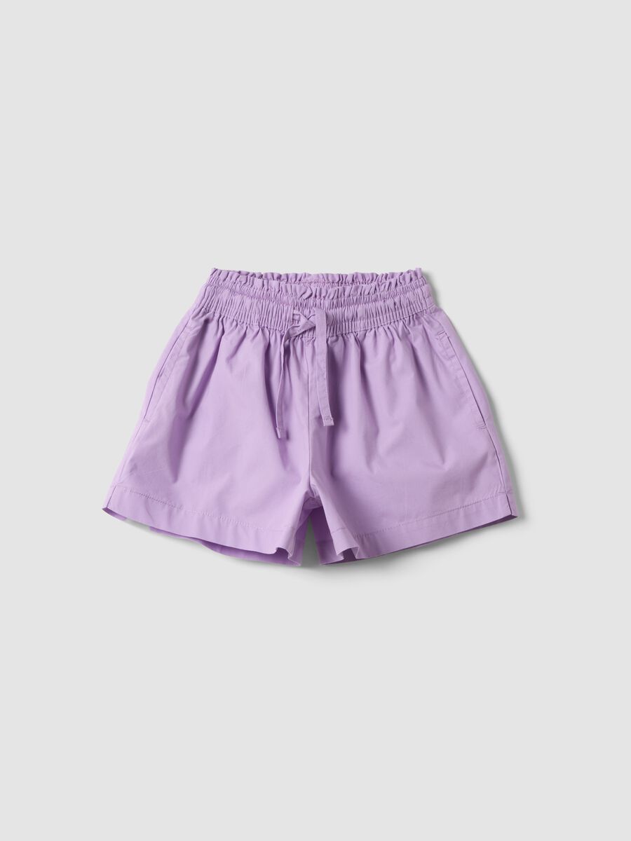 Purple pure cotton shorts with elasticated waist_0
