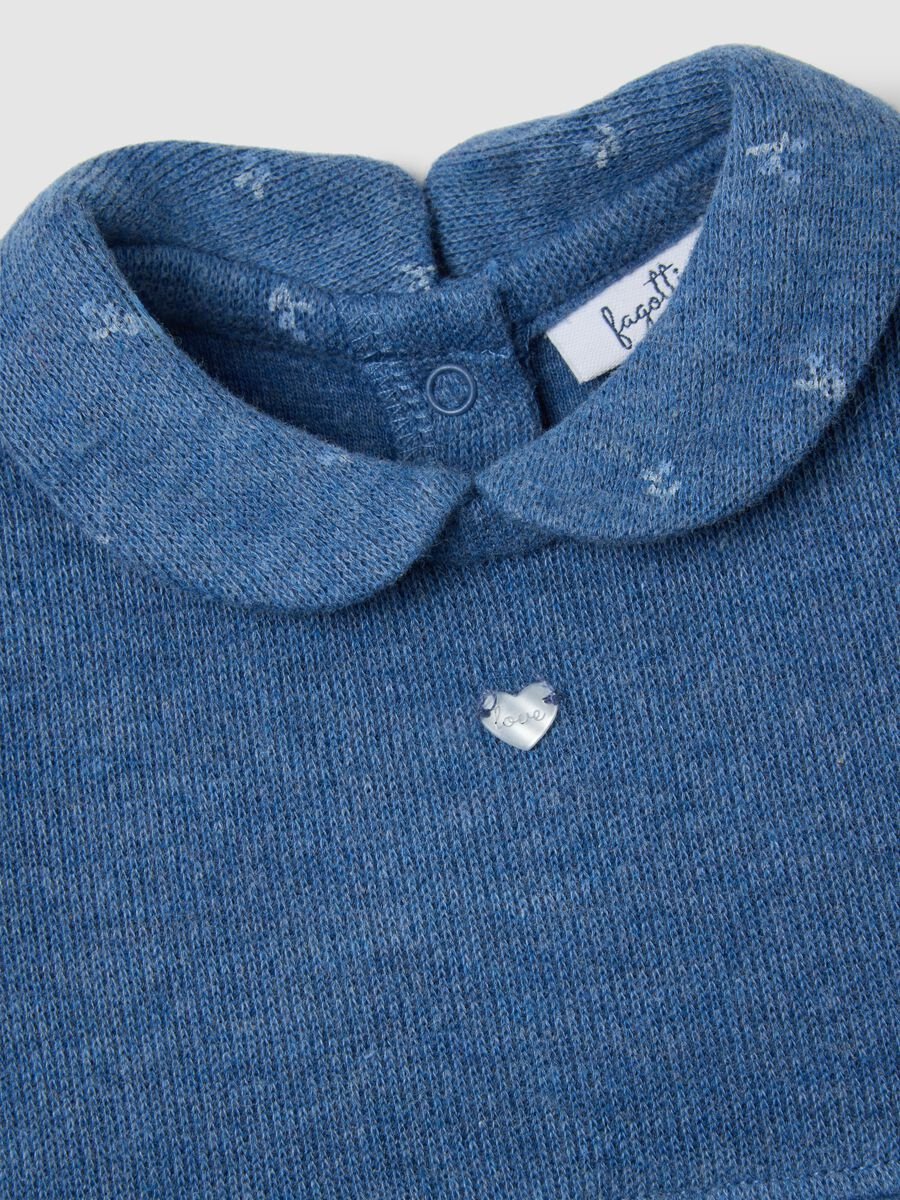 Baby girl's blue dress in pure cotton with regular fit and round neckline_2