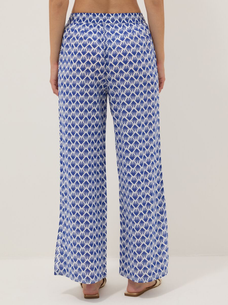 Lange, mehrfarbige Hose aus reiner Baumwolle mit Blumenmuster_2