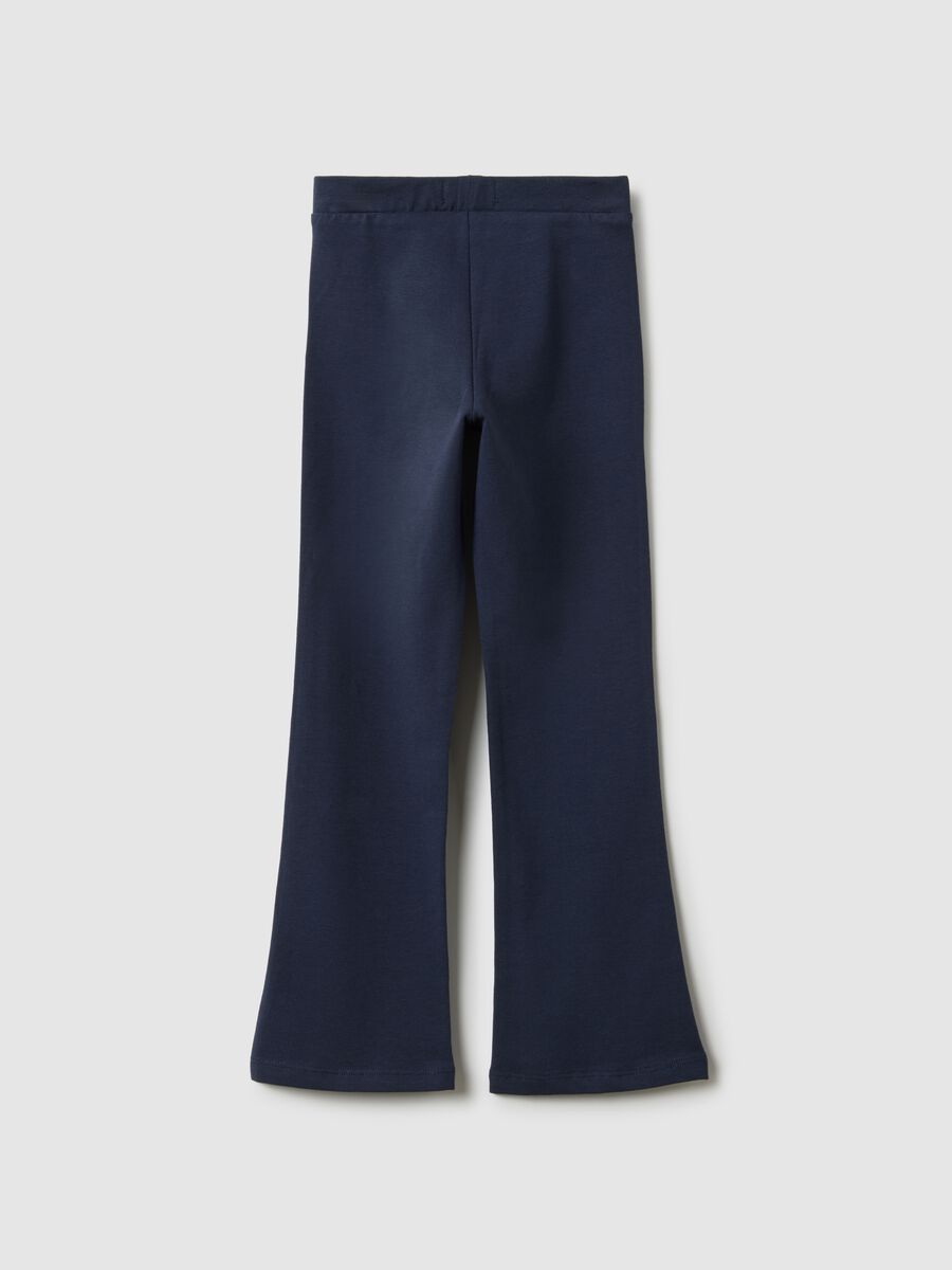 Blue stretchy cotton regular fit leggings for girls_1