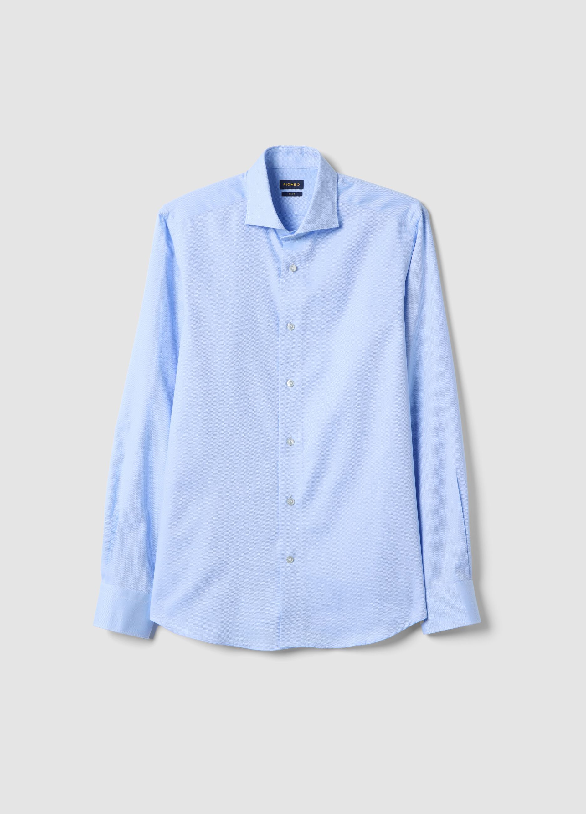 Camisa azul de algod&oacute;n puro slim fit