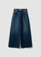 Jeans denim blu in puro cotone super wide leg_0