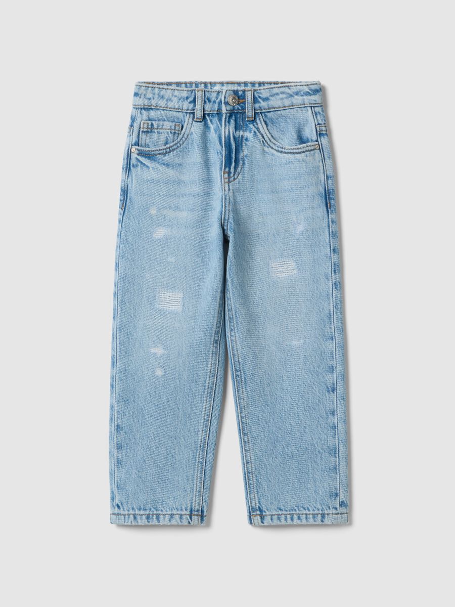 Jean d&eacute;chir&eacute; en denim 100 % coton gar&ccedil;on, coupe confort_1