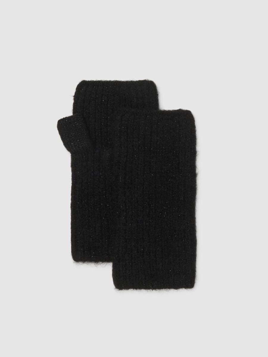 Black knitted fingerless gloves_0