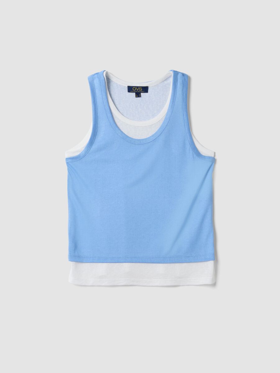 Light blue viscose-blend regular-fit tank top_4