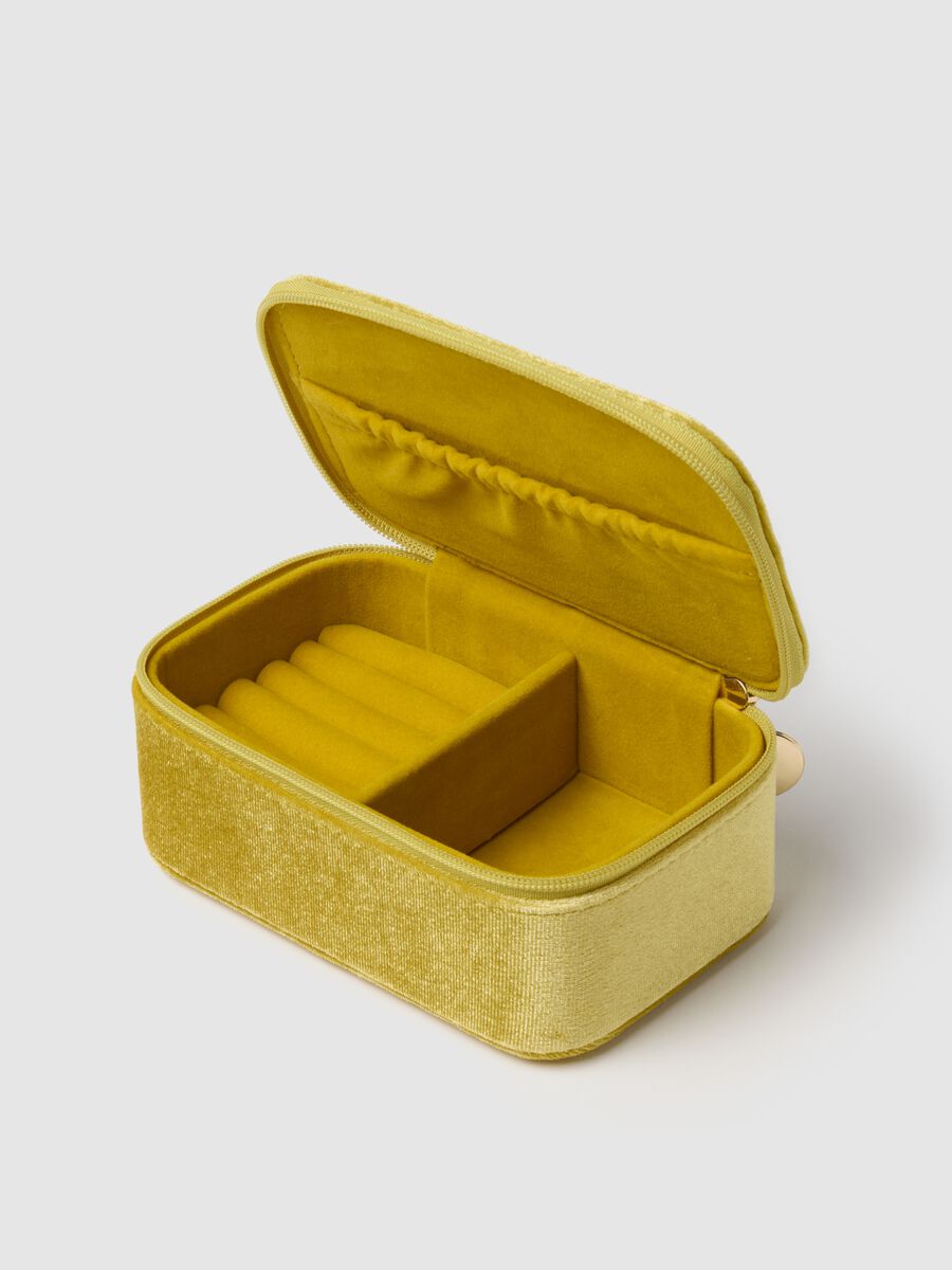 Joyero amarillo con bordado floral y cremallera_2