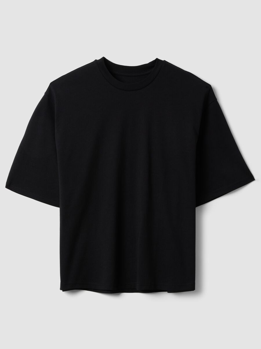 Black pure cotton short-sleeve T-shirt_0