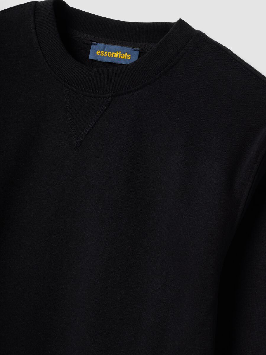Black crew-neck sweatshirt in cotton blend, regular fit_6