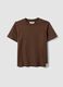 Brown short-sleeve pure cotton T-shirt, regular fit_0