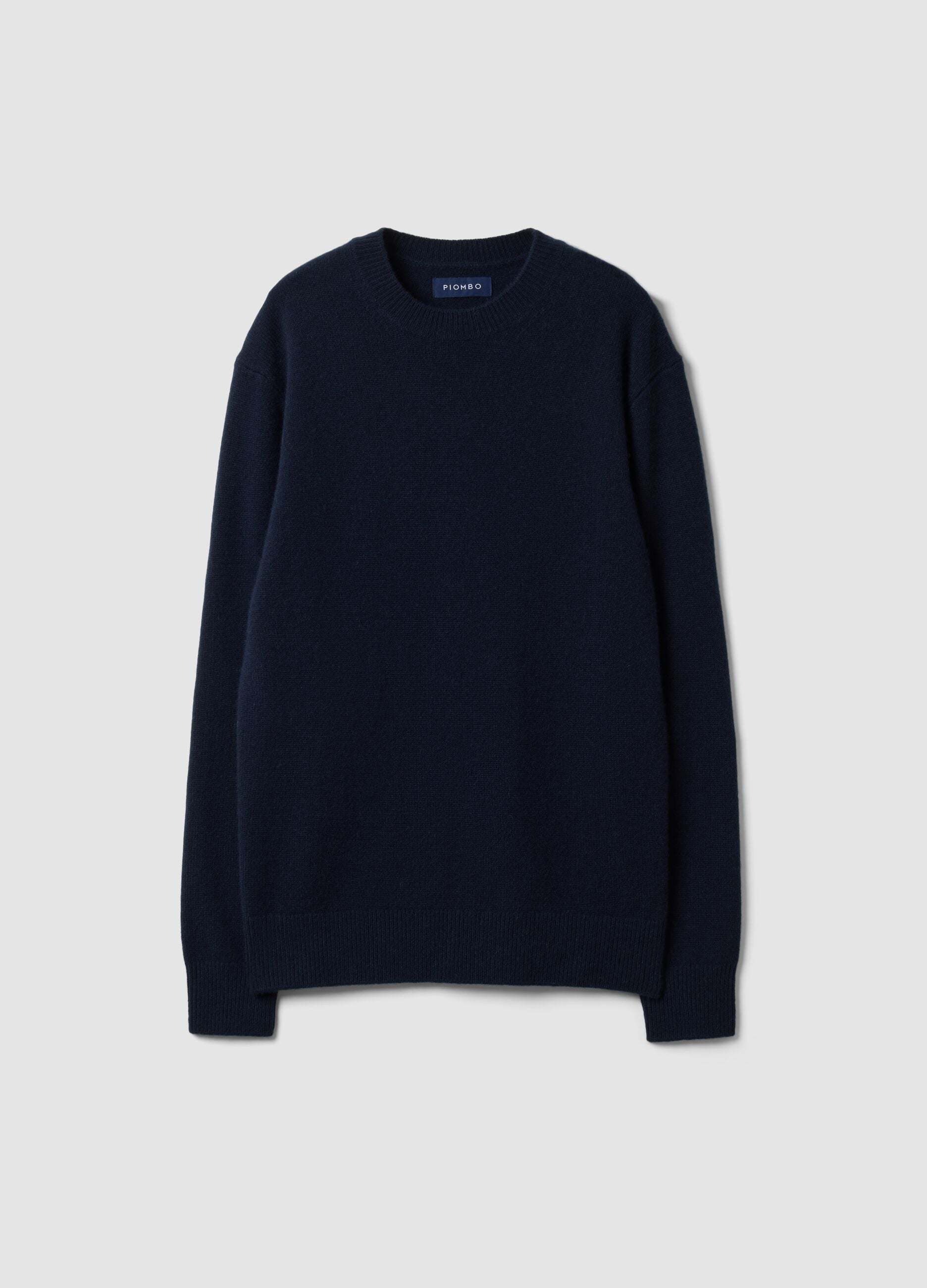 Blue pure cashmere crew-neck jumper, regular fit